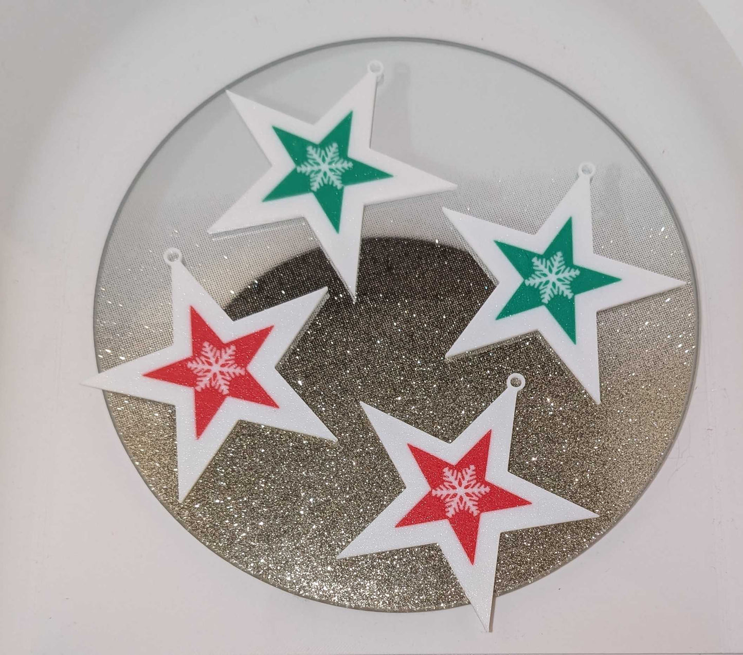 Weihnachtsstern Baumschmuck Grün und Rot - Astrid Wagner 3D Print Studio