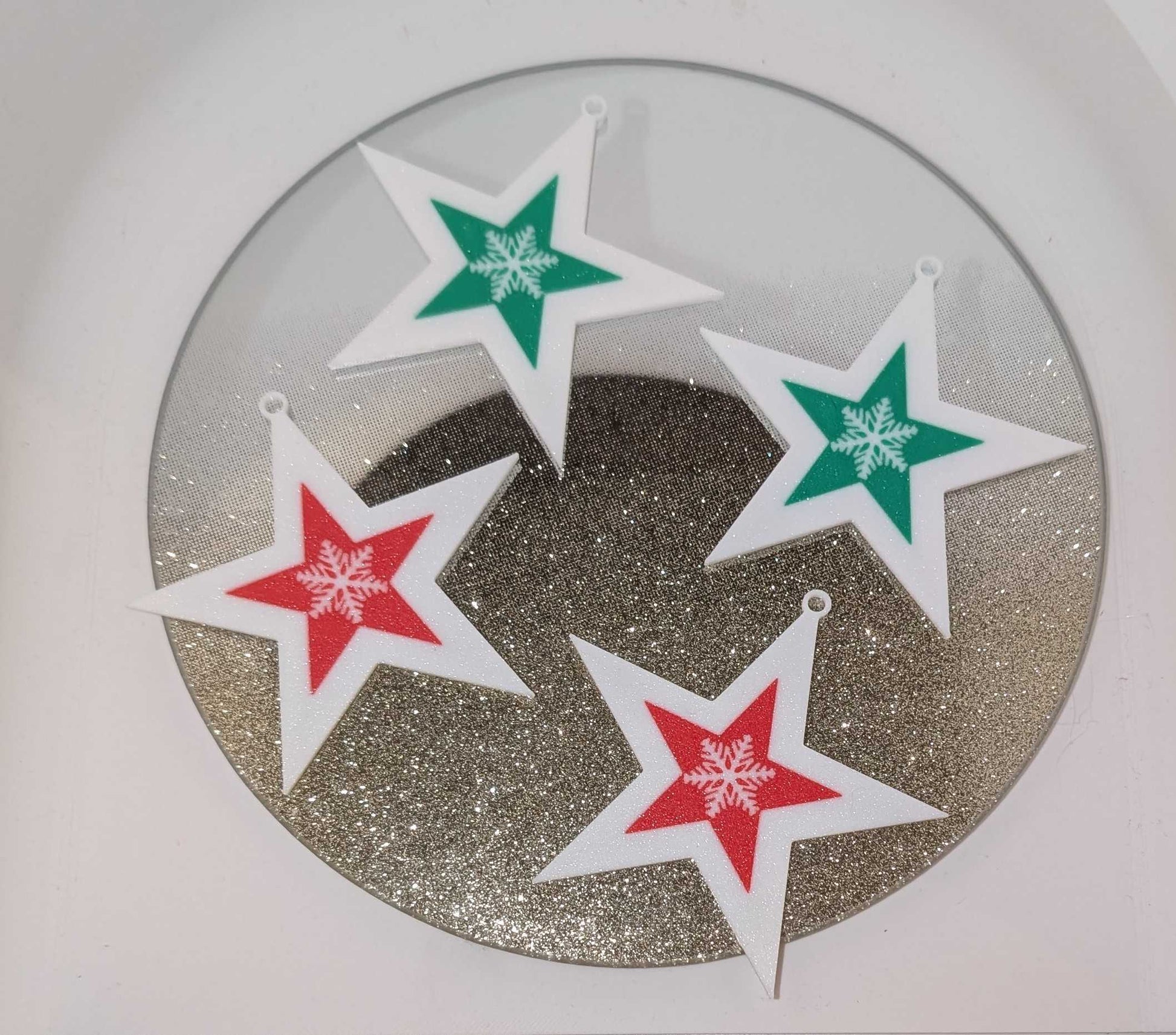 Weihnachtsstern Baumschmuck Grün und Rot - Astrid Wagner 3D Print Studio